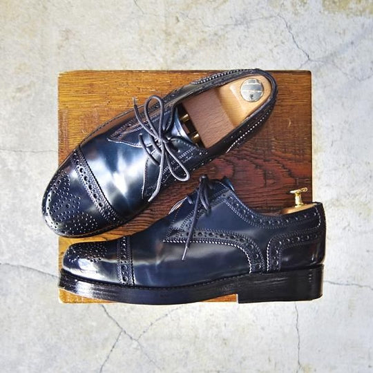 極美品★(独)ハインリッヒ・ディンケラッカー SIZE 5.5【定価￥159,500-★BEAMS限定品/コードバン/紺】RIO/Heinrich Dinkelacker★e883