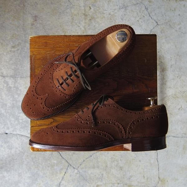 極上★チャーチ 65F/UK6.5【旧チャーチ★73ラスト/CHETWYND/チェットウィンド】3都市ロゴ/フルブローグ/スエード/茶/Church's★e899