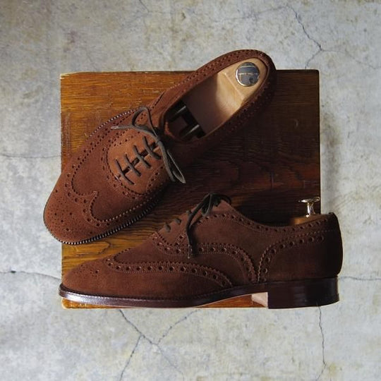 極上★チャーチ 65F/UK6.5【旧チャーチ★73ラスト/CHETWYND/チェットウィンド】3都市ロゴ/フルブローグ/スエード/茶/Church's★e899