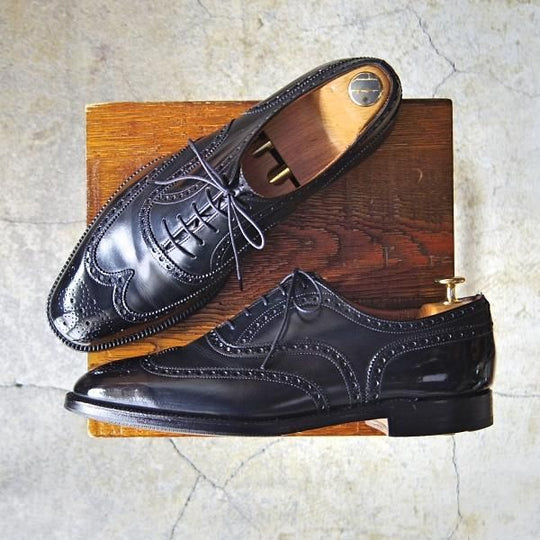 極上★チャーチ 85F/UK8.5【旧チャーチ★73ラスト/CHETWYND/チェットウィンド】3都市ロゴ/フルブローグ/カーフ/黒/メンズ/Church's★e900