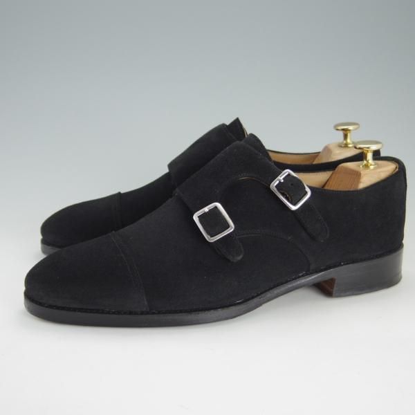 美品★(スペイン製)MEERMIN/メルミン SIZE 7.5【グッドイヤーウェルテッド製法★ダブルモンク】スエード/黒/メンズ★e904