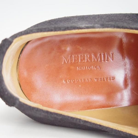 美品★(スペイン製)MEERMIN/メルミン SIZE 7.5【グッドイヤーウェルテッド製法★ダブルモンク】スエード/黒/メンズ★e904