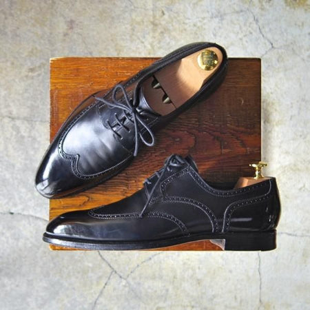 極上★クロケット&ジョーンズ 6E【ハンドグレードライン★CLEVELAND/ブラインドブローグ】カーフ/黒/メンズ/Crockett&Jones★e907