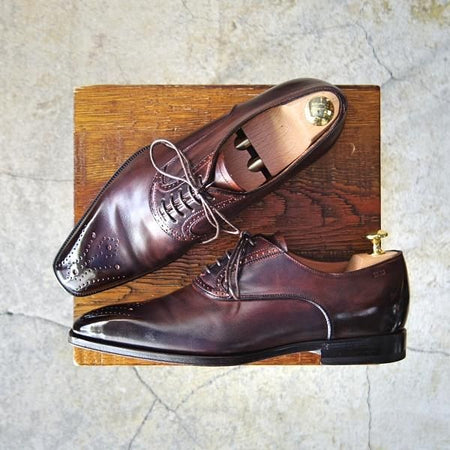 極美品★(伊)FABI/ファビ SIZE 6【定価8万円程度★伊勢丹メンズ取扱/ボロネーゼ製法】8354/オックスフォードシューズ/カーフ/赤茶★e925