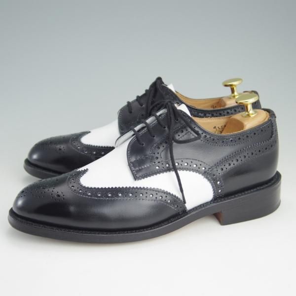 極美品★トリッカーズ(レディース) SIZE 5【★カントリーシューズ/L7290】フルブローグ/カーフ/黒×白/短靴/Tricker's★e944