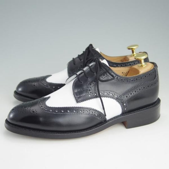 極美品★トリッカーズ(レディース) SIZE 5【★カントリーシューズ/L7290】フルブローグ/カーフ/黒×白/短靴/Tricker's★e944