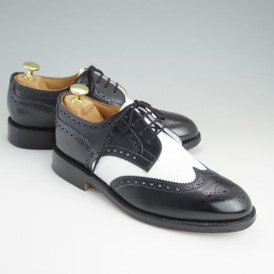 極美品★トリッカーズ(レディース) SIZE 5【★カントリーシューズ/L7290】フルブローグ/カーフ/黒×白/短靴/Tricker's★e944