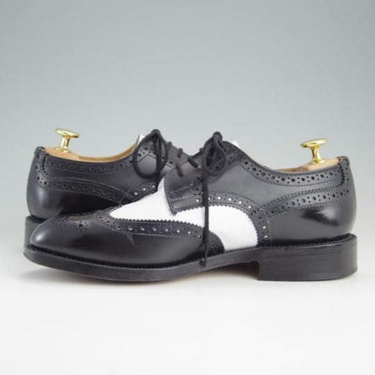 極美品★トリッカーズ(レディース) SIZE 5【★カントリーシューズ/L7290】フルブローグ/カーフ/黒×白/短靴/Tricker's★e944