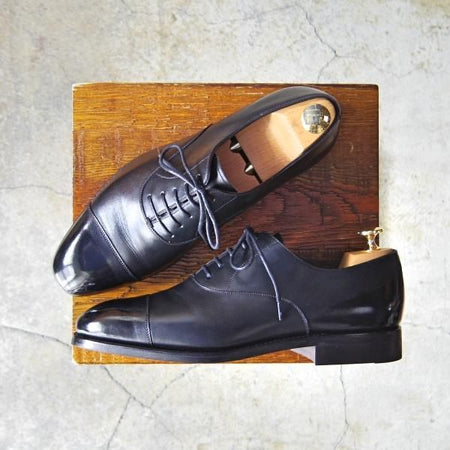 極美品★(スペイン製)カルミナ SIZE 6【★ストレートチップ/80665】FILADELFIAラスト/カーフ/黒/CARMINA★e946