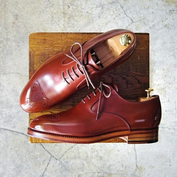 極美品★トレーディングポスト SIZE 7【定価￥70,000-★MEN'S CLUBモデル/(仏)アノネイ社】カーフ/赤茶/メンズ/Trading Post★e951