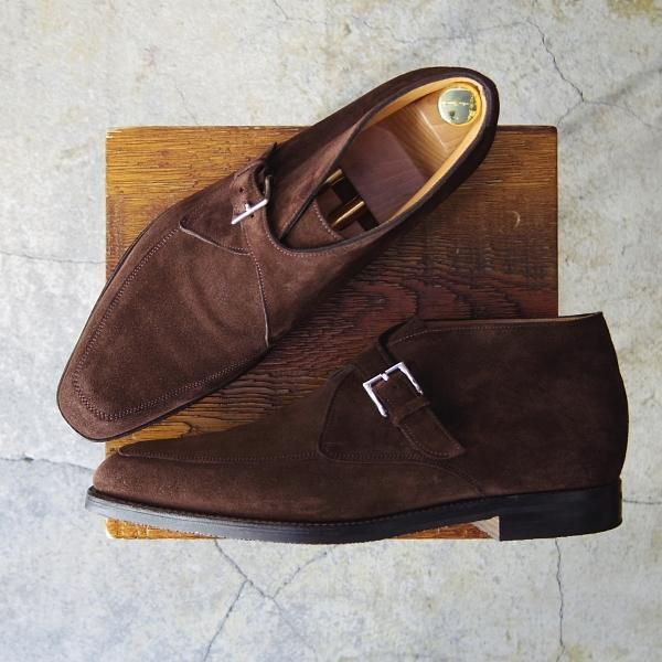 極美品★ジョンロブ 8E【★チャッカブーツ/SCOTNEY】1306ラスト/カウンティソール/モンクストラップ/スエード/濃茶/JOHN LOBB★e955