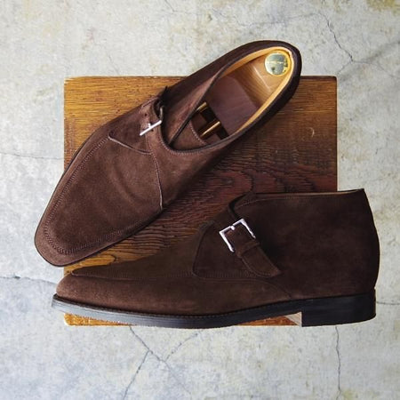 極美品★ジョンロブ 8E【★チャッカブーツ/SCOTNEY】1306ラスト/カウンティソール/モンクストラップ/スエード/濃茶/JOHN LOBB★e955