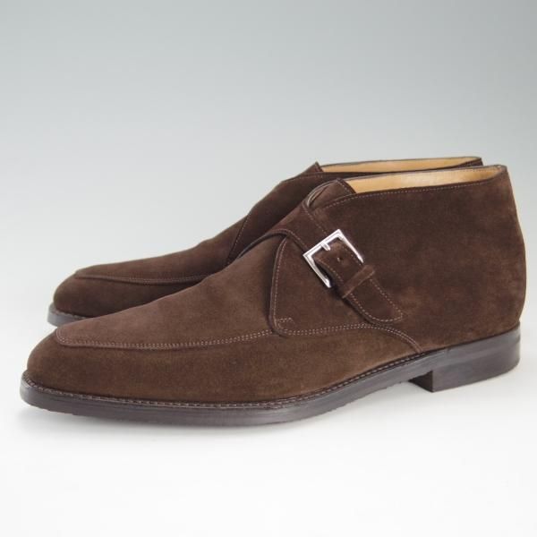 極美品★ジョンロブ 8E【★チャッカブーツ/SCOTNEY】1306ラスト/カウンティソール/モンクストラップ/スエード/濃茶/JOHN LOBB★e955