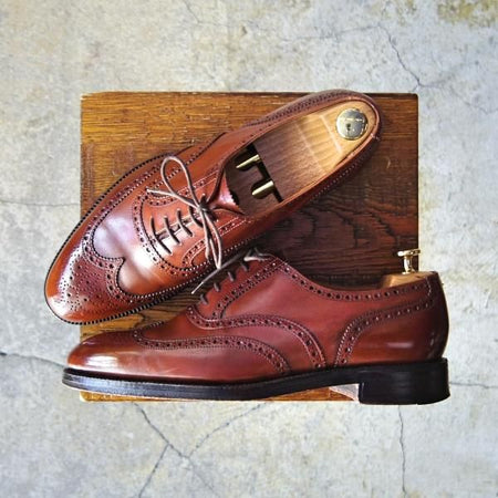 極上★クロケット&ジョーンズ 8E【★フルブローグ/LONDON】ロンドン/カーフ/茶/メンズ/Crockett&Jones★e966