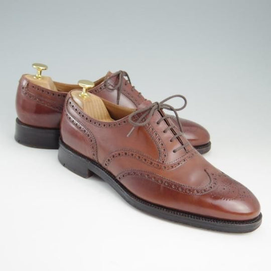 極上★クロケット&ジョーンズ 8E【★フルブローグ/LONDON】ロンドン/カーフ/茶/メンズ/Crockett&Jones★e966