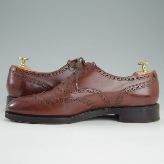 極上★クロケット&ジョーンズ 8E【★フルブローグ/LONDON】ロンドン/カーフ/茶/メンズ/Crockett&Jones★e966