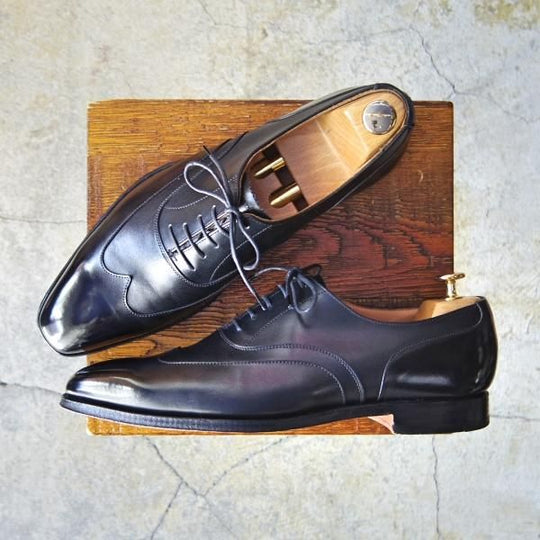 美品★クロケット&ジョーンズ 7.5E【貴重★SHIPS別注/ブラインドブローグ】カーフ/黒/メンズ/シップス/Crockett&Jones★e967