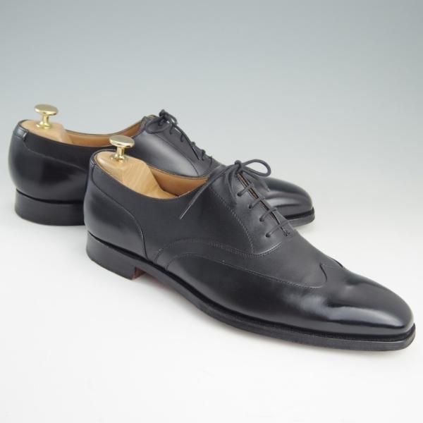 美品★クロケット&ジョーンズ 7.5E【貴重★SHIPS別注/ブラインドブローグ】カーフ/黒/メンズ/シップス/Crockett&Jones★e967