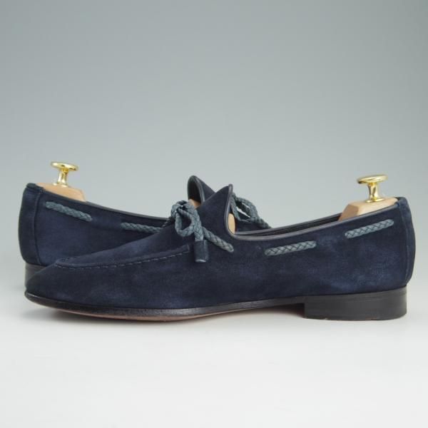 極上★(伊)サントーニ SIZE 5【貴重★BEAMS F別注/リボンローファー】スリッポン/スエード/紺/メンズ/ビームス/Santoni★e971