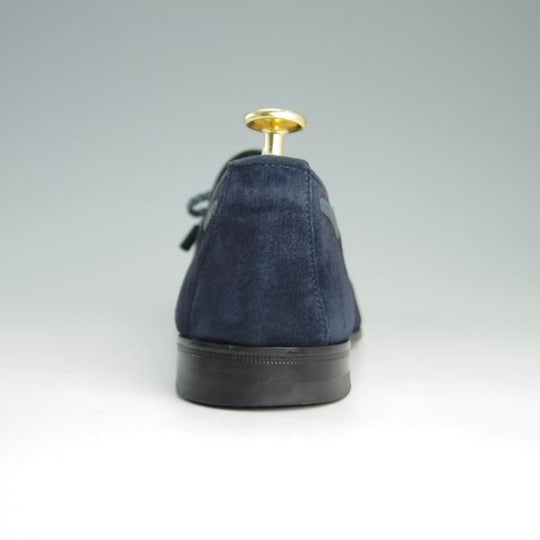 極上★(伊)サントーニ SIZE 5【貴重★BEAMS F別注/リボンローファー】スリッポン/スエード/紺/メンズ/ビームス/Santoni★e971