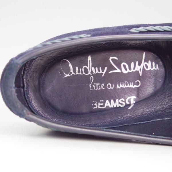 極上★(伊)サントーニ SIZE 5【貴重★BEAMS F別注/リボンローファー】スリッポン/スエード/紺/メンズ/ビームス/Santoni★e971