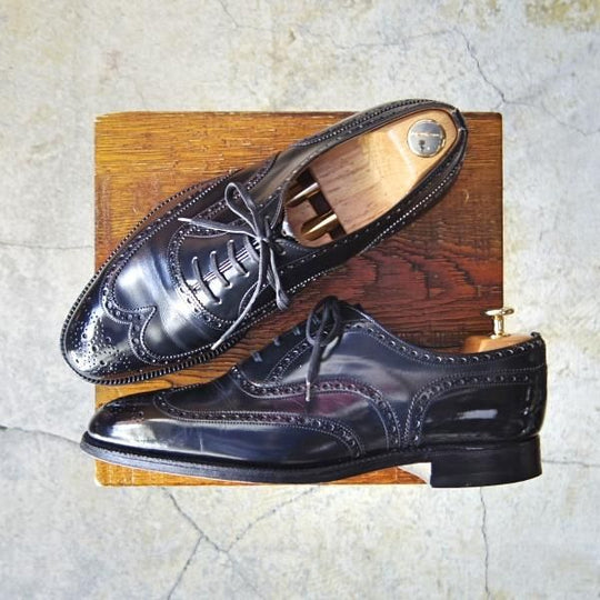 極上★チャーチ 75F/UK7.5【旧チャーチ★ブックバインダーカーフ/3都市ロゴ/HICKSTEAD】84ラスト/フルブローグ/黒/メンズ/Church's★e973