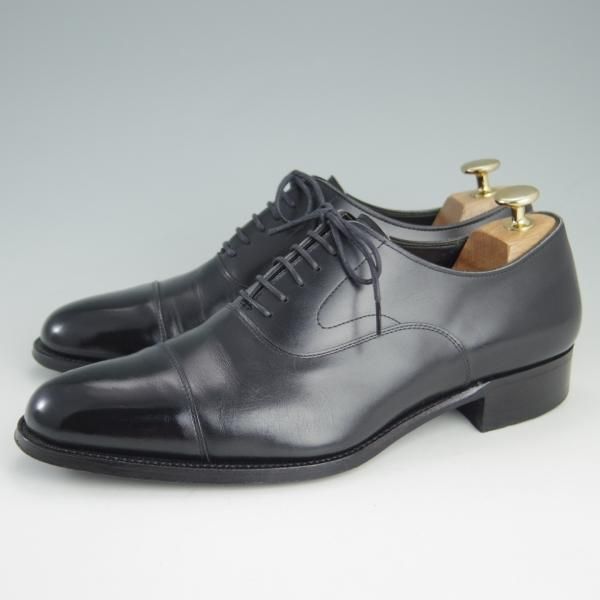 極上★三陽山長 SIZE 7.5【貴重★6アイレット仕様の友二郎/ストレートチップ】R209ラスト/カーフ/黒/メンズ/SanyoYamacho★e977
