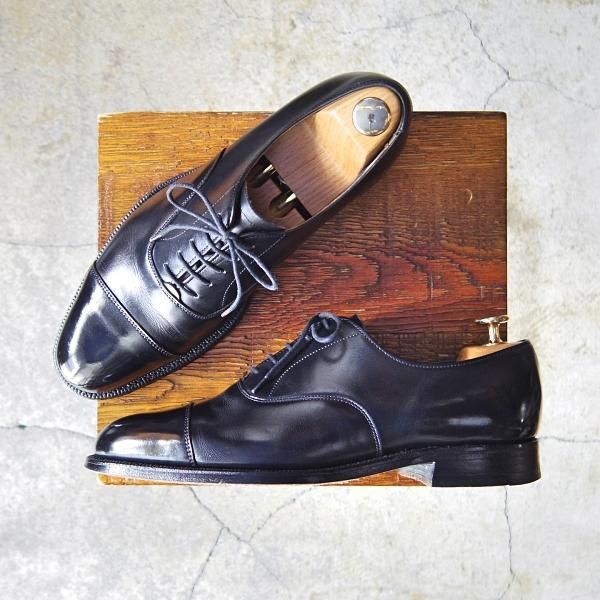 極上☆(英)チーニー 6.5EE【☆ストレートチップ/半カラス仕上げ