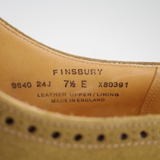 美品★クロケット&ジョーンズ 7.5E【★フルブローグ/FINSBURY】341ラスト/スエード/JAGUAR/茶/メンズ/Crockett&Jones★e992