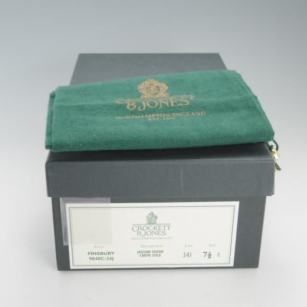 美品★クロケット&ジョーンズ 7.5E【★フルブローグ/FINSBURY】341ラスト/スエード/JAGUAR/茶/メンズ/Crockett&Jones★e992
