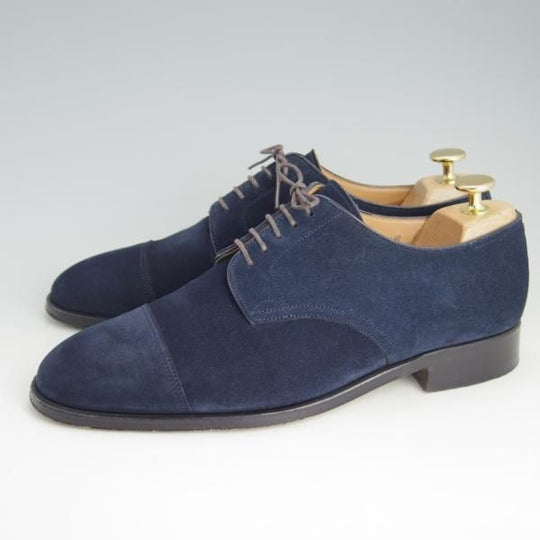 美品★ジョンロブ SIZE 6.5【貴重★PARISロゴ時代の製品/ADOUR】ストレートチップ/スエード/紺/メンズ/JOHN LOBB★e996