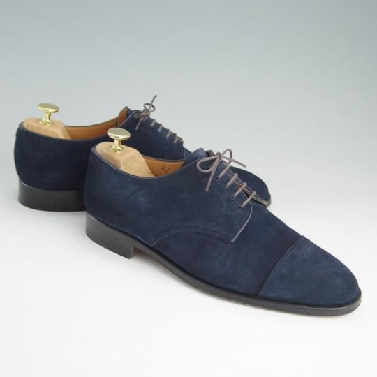 美品★ジョンロブ SIZE 6.5【貴重★PARISロゴ時代の製品/ADOUR】ストレートチップ/スエード/紺/メンズ/JOHN LOBB★e996