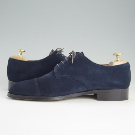 美品★ジョンロブ SIZE 6.5【貴重★PARISロゴ時代の製品/ADOUR】ストレートチップ/スエード/紺/メンズ/JOHN LOBB★e996