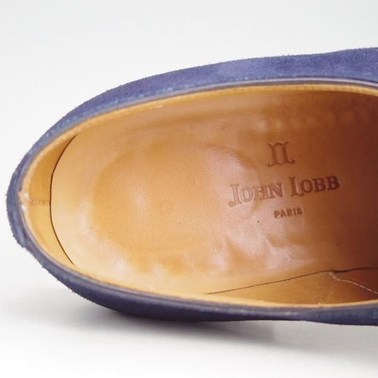 美品★ジョンロブ SIZE 6.5【貴重★PARISロゴ時代の製品/ADOUR】ストレートチップ/スエード/紺/メンズ/JOHN LOBB★e996