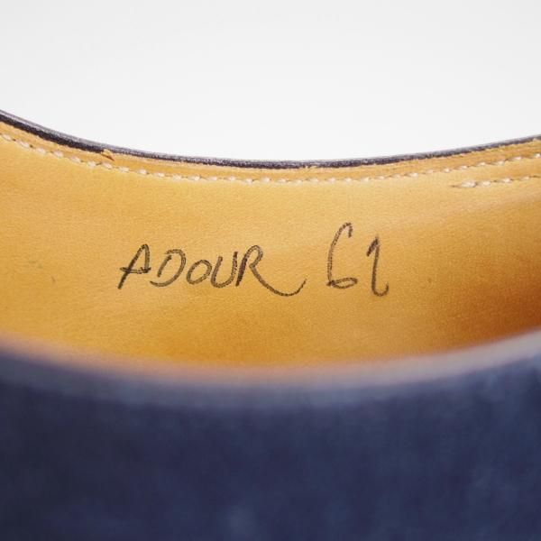 美品★ジョンロブ SIZE 6.5【貴重★PARISロゴ時代の製品/ADOUR】ストレートチップ/スエード/紺/メンズ/JOHN LOBB★e996