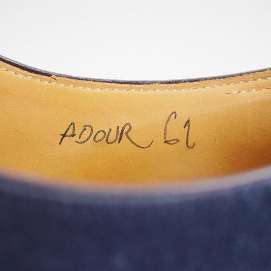 美品★ジョンロブ SIZE 6.5【貴重★PARISロゴ時代の製品/ADOUR】ストレートチップ/スエード/紺/メンズ/JOHN LOBB★e996