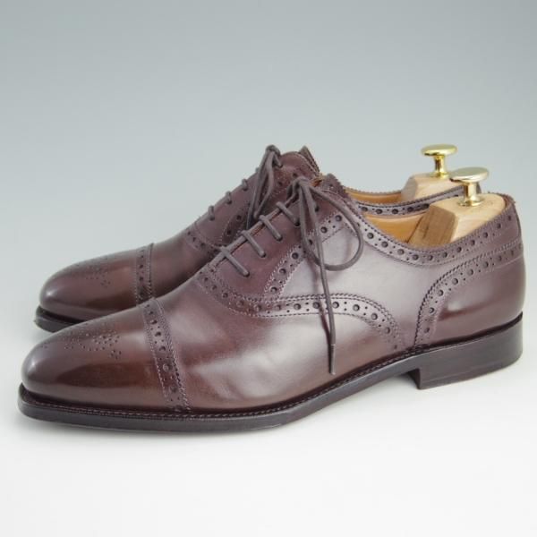 極上★(英)グレンソン 7.5F【定価￥74,800-★セミブローグ/OXFORD】22352/カーフ/赤茶/メンズ/GRENSON★e997