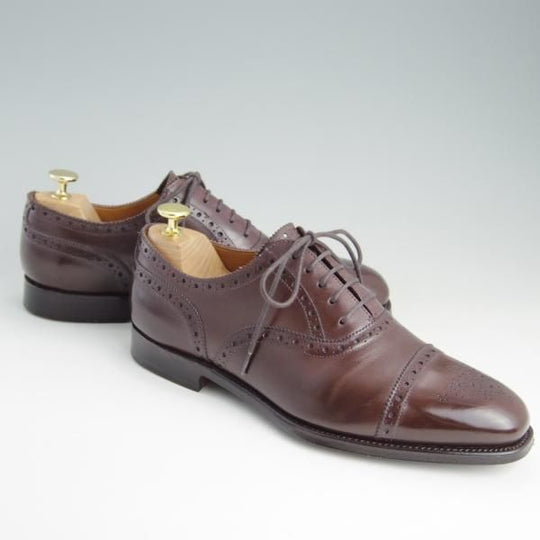 極上★(英)グレンソン 7.5F【定価￥74,800-★セミブローグ/OXFORD】22352/カーフ/赤茶/メンズ/GRENSON★e997