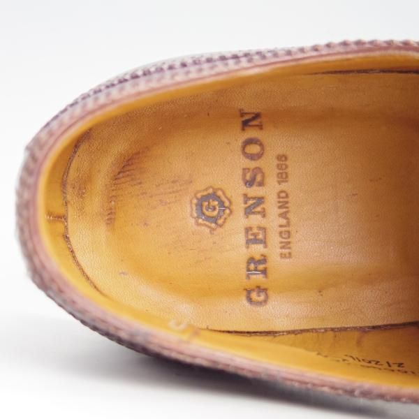 極上★(英)グレンソン 7.5F【定価￥74,800-★セミブローグ/OXFORD】22352/カーフ/赤茶/メンズ/GRENSON★e997