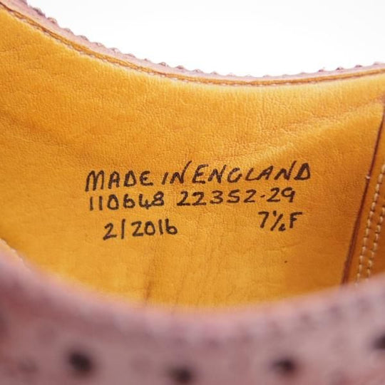 極上★(英)グレンソン 7.5F【定価￥74,800-★セミブローグ/OXFORD】22352/カーフ/赤茶/メンズ/GRENSON★e997