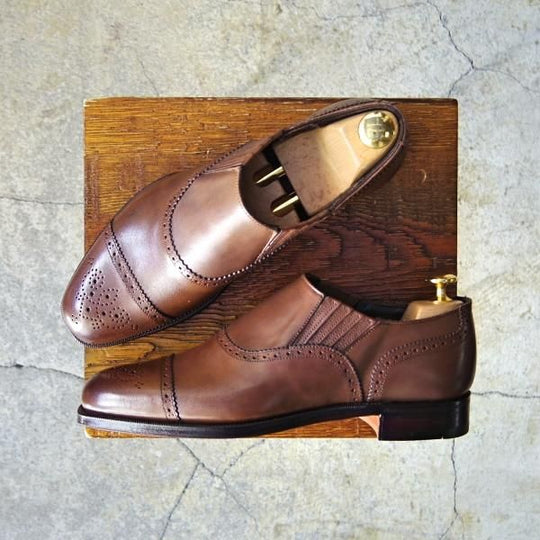 未使用★(英)グレンソン 5.5E【★サイドエラスティック/31999】カーフ/茶/メンズ/GRENSON★e998