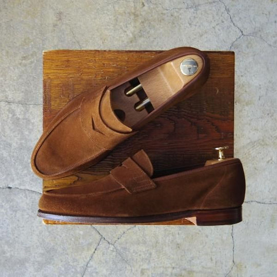 極上★クロケット&ジョーンズ 6.5E【★コインローファー/SELSEY】366ラスト/スエード/茶/メンズ/Crockett&Jones★f005