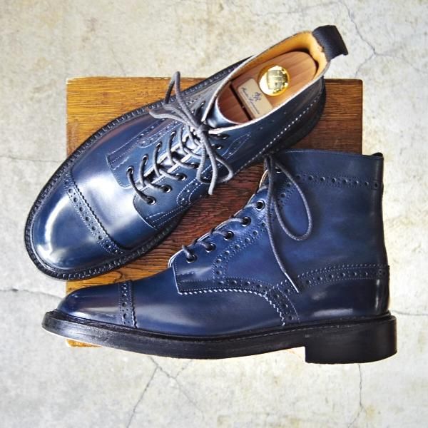 極上★トリッカーズ SIZE 8.5【貴重★阪急メンズ別注/M7527/ネイビー】カントリーブーツ/カーフ/紺/メンズ/Tricker's★f008