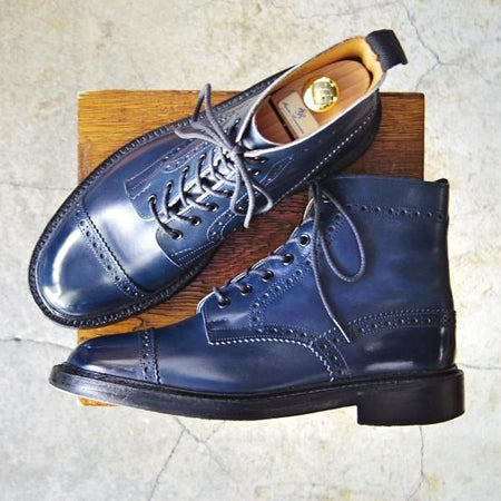 極上★トリッカーズ SIZE 8.5【貴重★阪急メンズ別注/M7527/ネイビー】カントリーブーツ/カーフ/紺/メンズ/Tricker's★f008