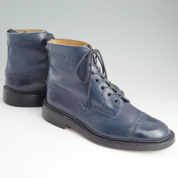 極上★トリッカーズ SIZE 8.5【貴重★阪急メンズ別注/M7527/ネイビー】カントリーブーツ/カーフ/紺/メンズ/Tricker's★f008