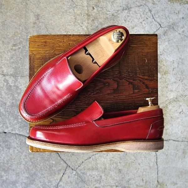 極上★ジョンロブ 5.5E【貴重★(水牛)バッファローレザー/MIAMI/マイアミ】2099ラスト/ローファー/スリッポン/赤/JOHN LOBB★f013