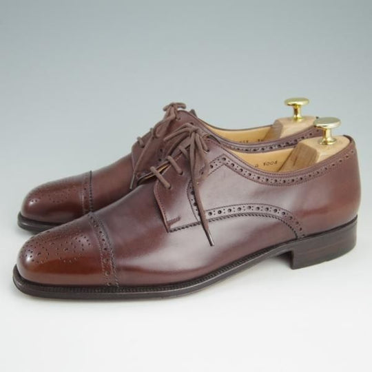 美品★(伊)タニノクリスチー SIZE 7.5【定価10万以上★セミブローグ/109327】カーフ/茶/メンズ/TANINO CRISCI★f016