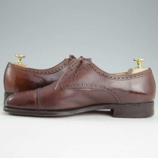 美品★(伊)タニノクリスチー SIZE 7.5【定価10万以上★セミブローグ/109327】カーフ/茶/メンズ/TANINO CRISCI★f016