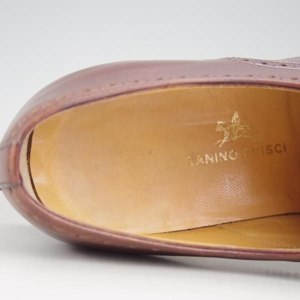美品★(伊)タニノクリスチー SIZE 7.5【定価10万以上★セミブローグ/109327】カーフ/茶/メンズ/TANINO CRISCI★f016