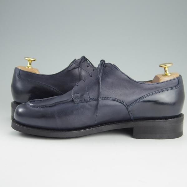 極美品★パラブーツ SIZE 7.5【定価￥77,000-★ドレス仕様シャンボード/バーニーズNY別注】Uチップ/カーフ/紺/CHAMBORD/Paraboot★f022